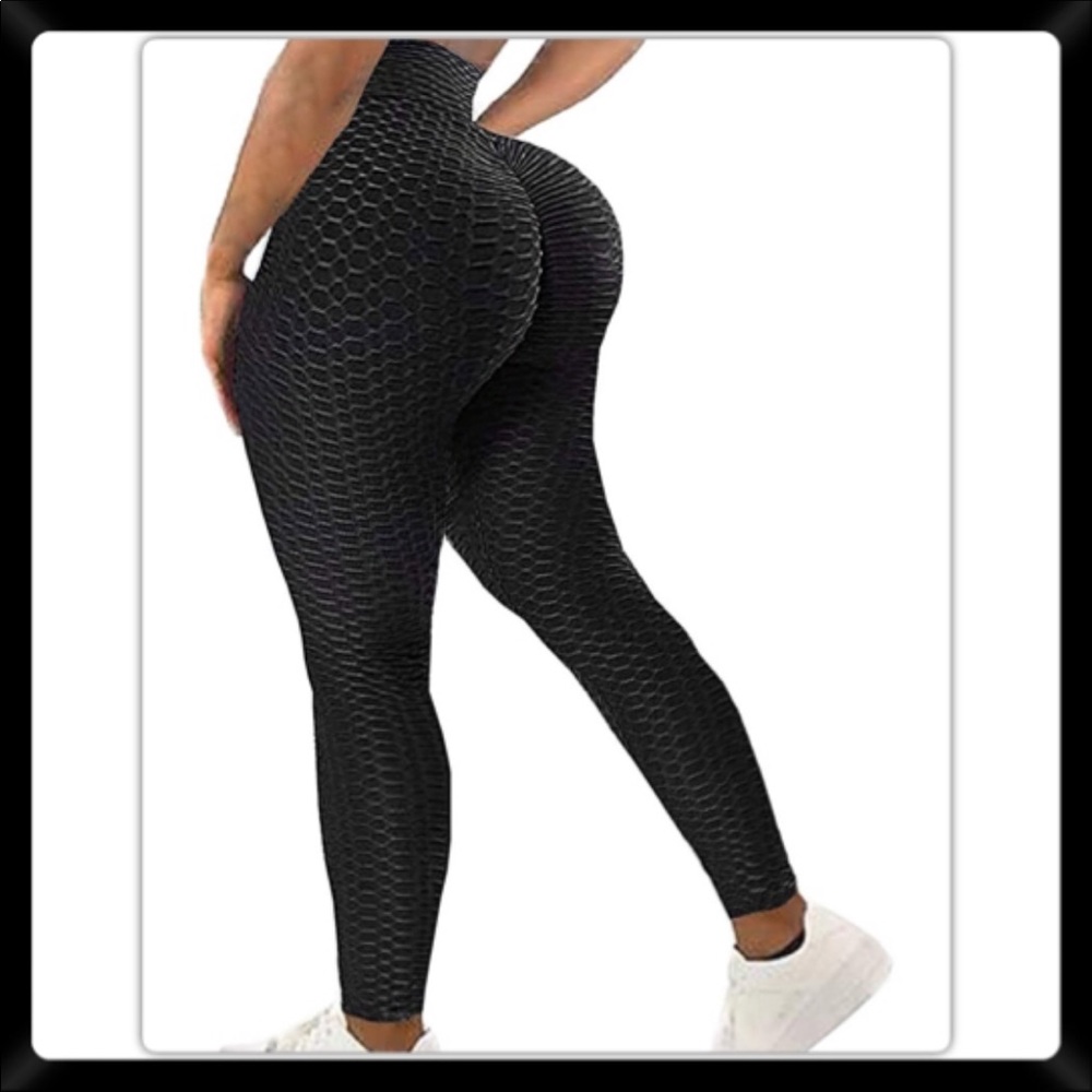 🌟Black Brazilian Style Bubble Textured Yoga Pants